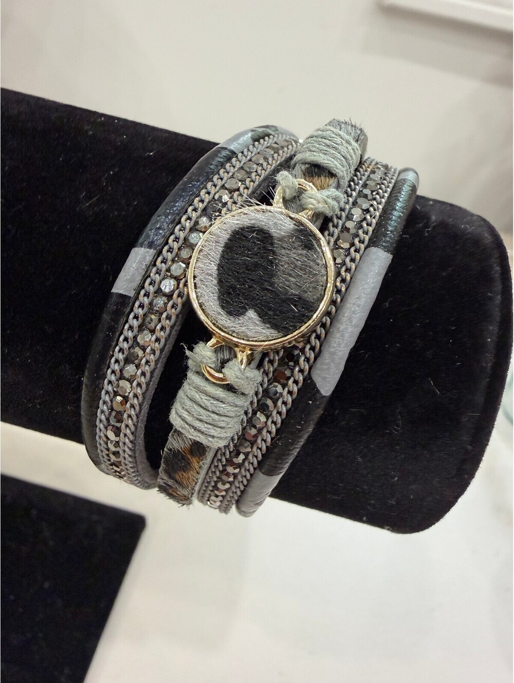 Jane Marie Multi-Layered Animal Print Wrap Bracelet with Gold-Tone Clasp